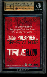 2012 True Blood Full Bleed Autograph Lindsay Pulsipher Limited Auto BGS 9.5/10